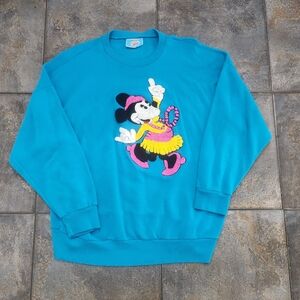 Vintage 90s Sunday Comics Women's Medium Disney Minnie Mouse Textured Sweatshirt